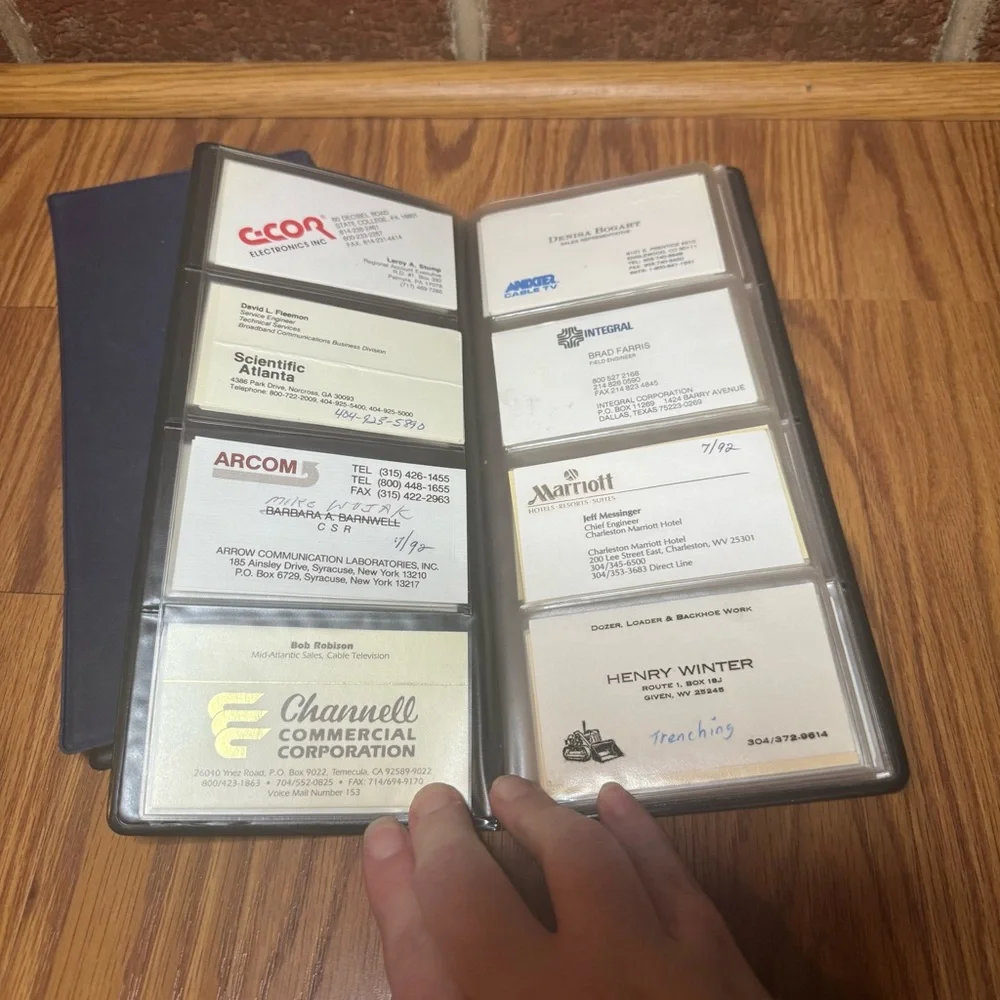 2 VTG Calling Card Holders with Vintage Printed Cards Ephemera Lot Junk Drawer